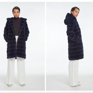 NWT Apparis Celine Faux Fur mid length hooded coat
